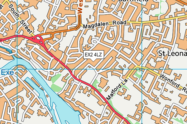 EX2 4LZ map - OS VectorMap District (Ordnance Survey)