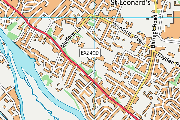 EX2 4QD map - OS VectorMap District (Ordnance Survey)