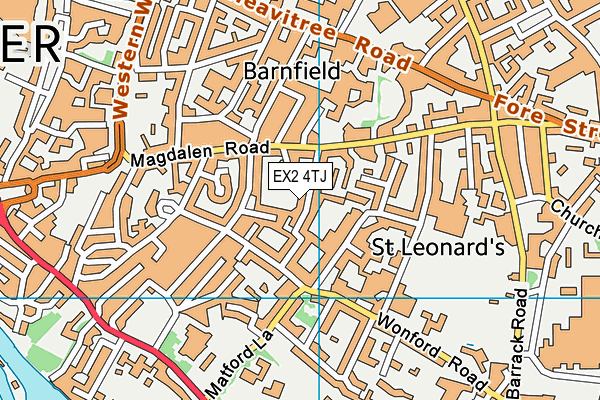 EX2 4TJ map - OS VectorMap District (Ordnance Survey)