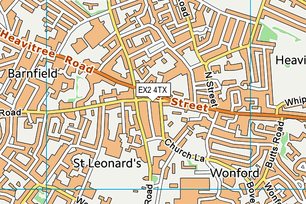 EX2 4TX map - OS VectorMap District (Ordnance Survey)