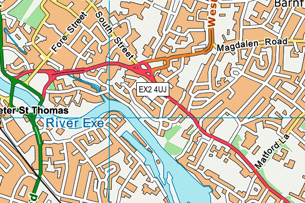 EX2 4UJ map - OS VectorMap District (Ordnance Survey)