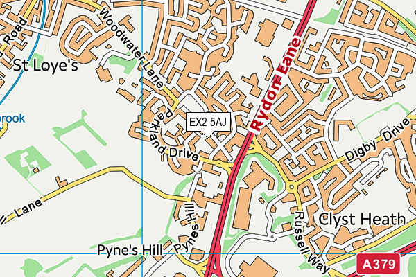 EX2 5AJ map - OS VectorMap District (Ordnance Survey)