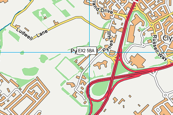 EX2 5BA map - OS VectorMap District (Ordnance Survey)