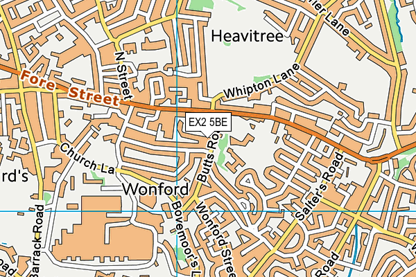 EX2 5BE map - OS VectorMap District (Ordnance Survey)