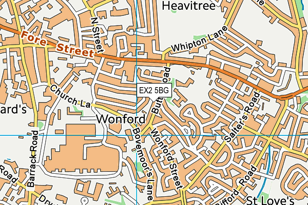 EX2 5BG map - OS VectorMap District (Ordnance Survey)