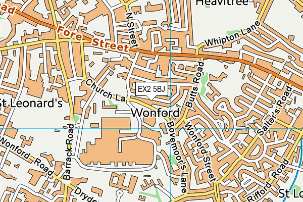 EX2 5BJ map - OS VectorMap District (Ordnance Survey)