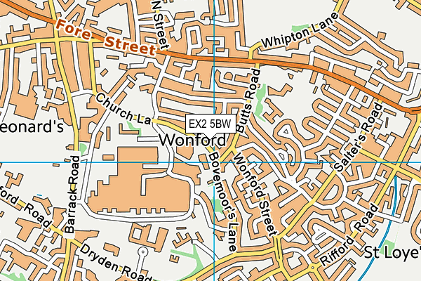 EX2 5BW map - OS VectorMap District (Ordnance Survey)