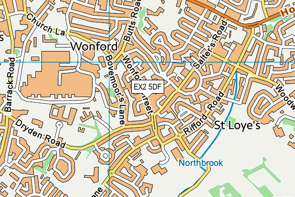 EX2 5DF map - OS VectorMap District (Ordnance Survey)