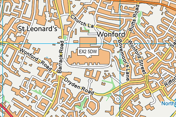 EX2 5DW map - OS VectorMap District (Ordnance Survey)