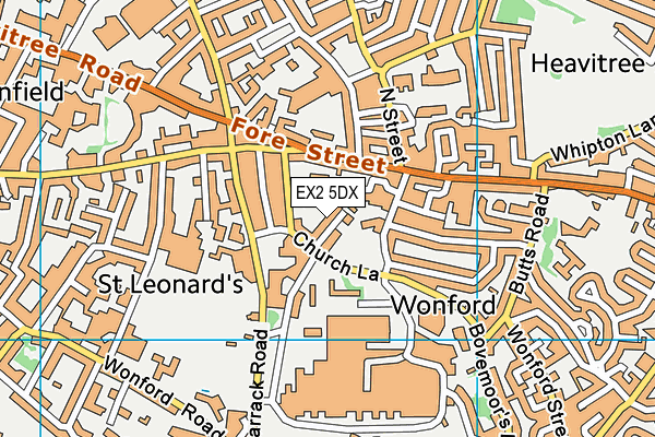 EX2 5DX map - OS VectorMap District (Ordnance Survey)