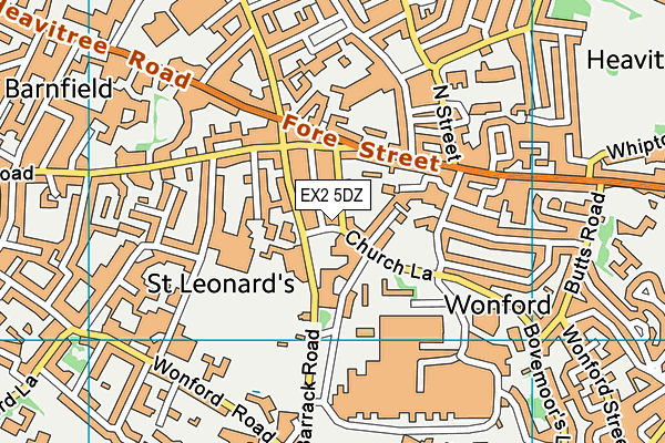 EX2 5DZ map - OS VectorMap District (Ordnance Survey)