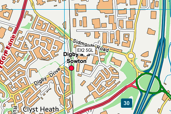 EX2 5GL map - OS VectorMap District (Ordnance Survey)