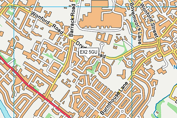 EX2 5GU map - OS VectorMap District (Ordnance Survey)