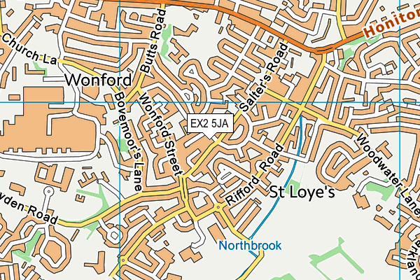 EX2 5JA map - OS VectorMap District (Ordnance Survey)