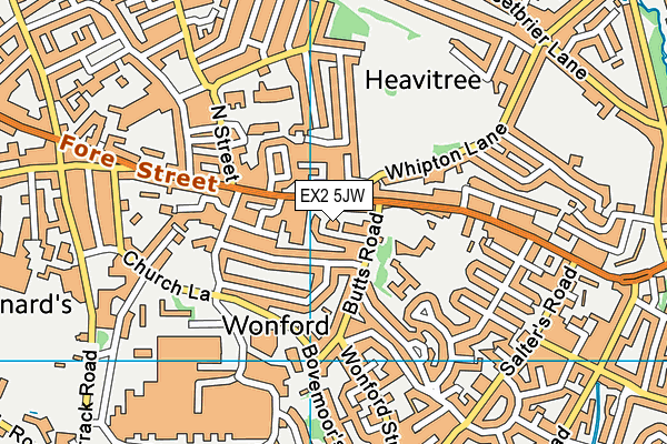 EX2 5JW map - OS VectorMap District (Ordnance Survey)