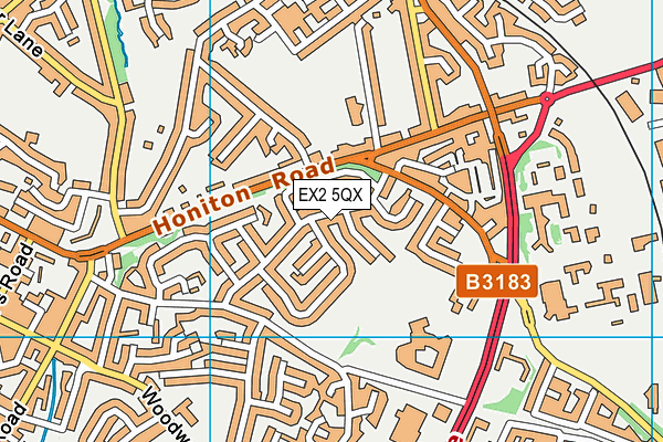 EX2 5QX map - OS VectorMap District (Ordnance Survey)