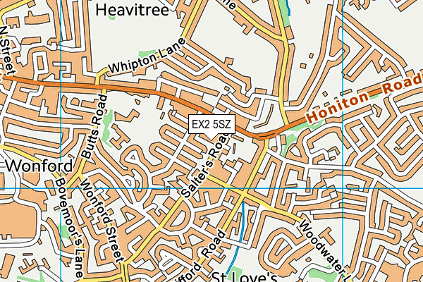 EX2 5SZ map - OS VectorMap District (Ordnance Survey)