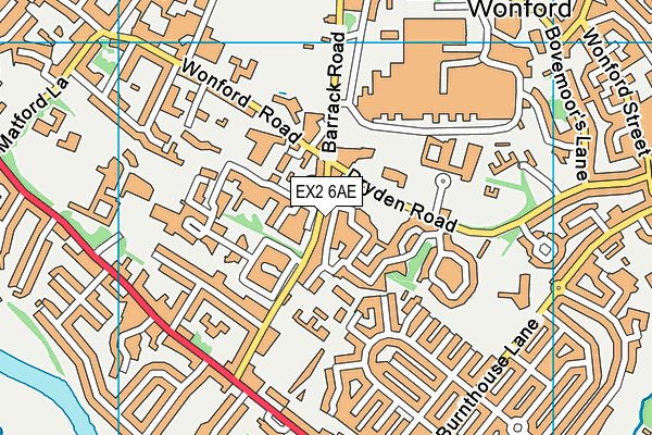 EX2 6AE map - OS VectorMap District (Ordnance Survey)
