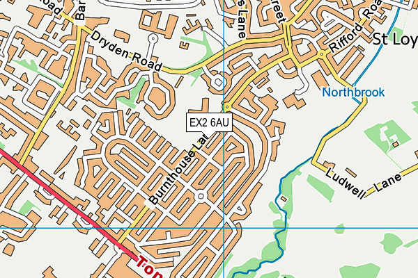 EX2 6AU map - OS VectorMap District (Ordnance Survey)