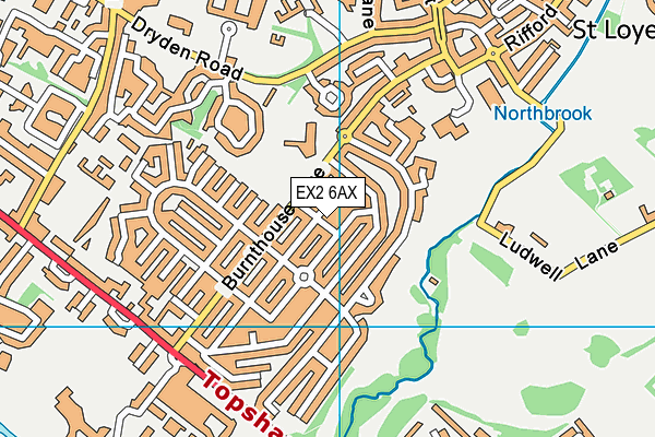 EX2 6AX map - OS VectorMap District (Ordnance Survey)