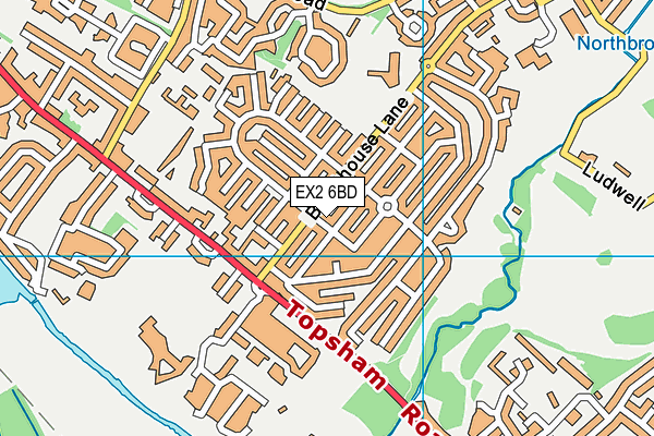 EX2 6BD map - OS VectorMap District (Ordnance Survey)