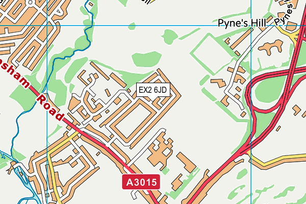 EX2 6JD map - OS VectorMap District (Ordnance Survey)