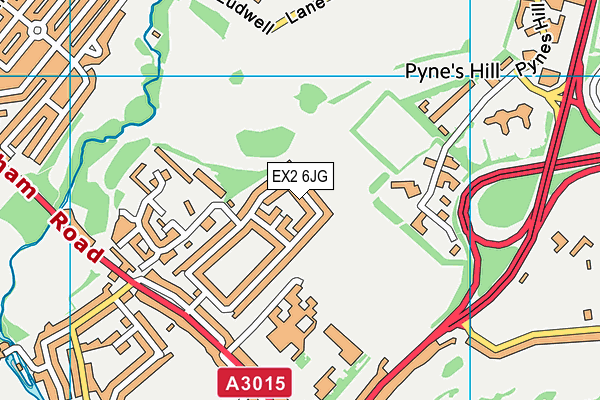 EX2 6JG map - OS VectorMap District (Ordnance Survey)