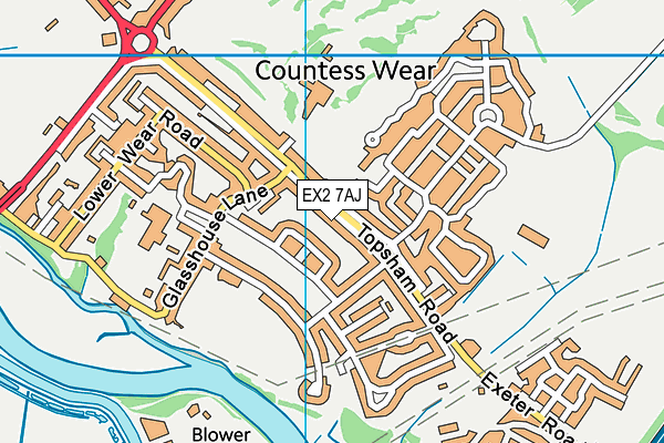 EX2 7AJ map - OS VectorMap District (Ordnance Survey)