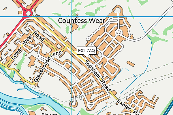 EX2 7AQ map - OS VectorMap District (Ordnance Survey)