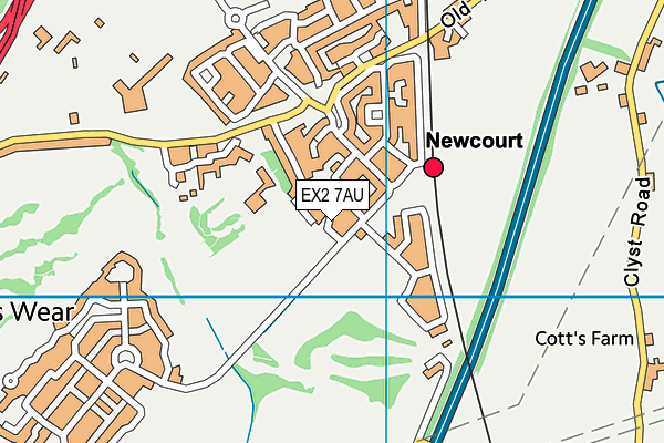 EX2 7AU map - OS VectorMap District (Ordnance Survey)