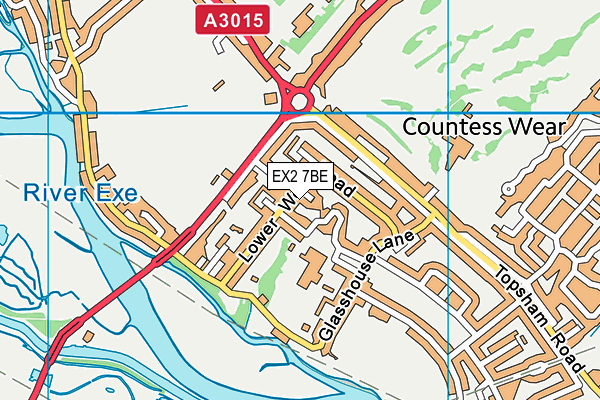EX2 7BE map - OS VectorMap District (Ordnance Survey)