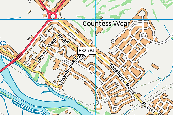 EX2 7BJ map - OS VectorMap District (Ordnance Survey)