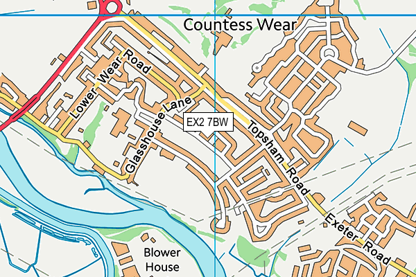 EX2 7BW map - OS VectorMap District (Ordnance Survey)