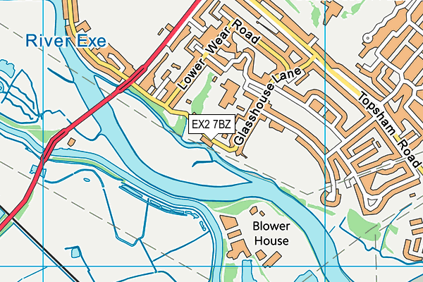 EX2 7BZ map - OS VectorMap District (Ordnance Survey)