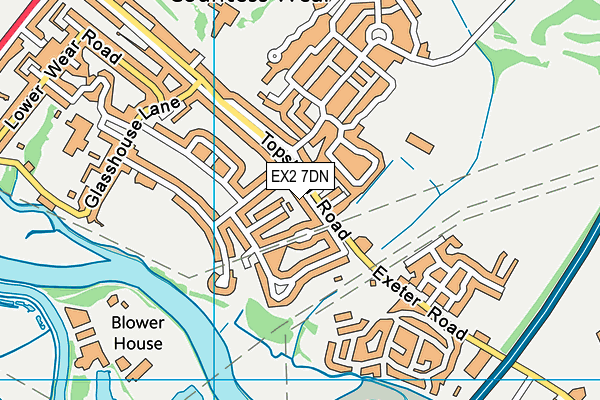 EX2 7DN map - OS VectorMap District (Ordnance Survey)