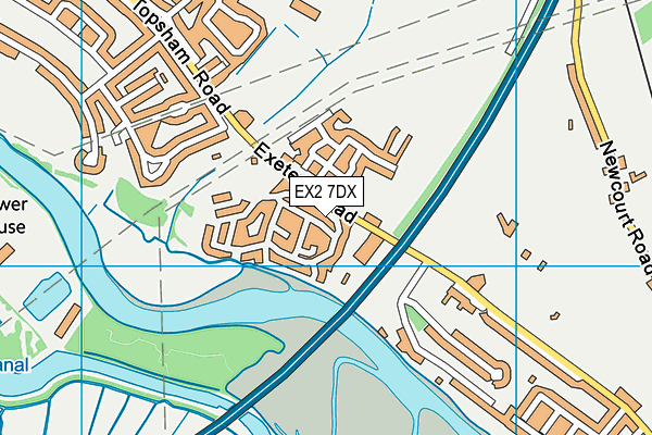 EX2 7DX map - OS VectorMap District (Ordnance Survey)