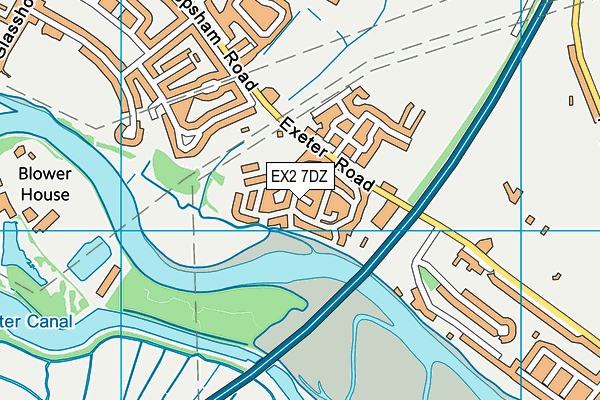 EX2 7DZ map - OS VectorMap District (Ordnance Survey)