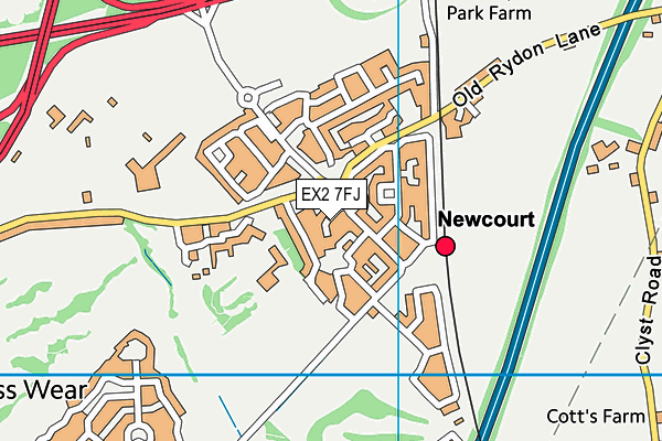 EX2 7FJ map - OS VectorMap District (Ordnance Survey)