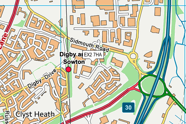 EX2 7HA map - OS VectorMap District (Ordnance Survey)