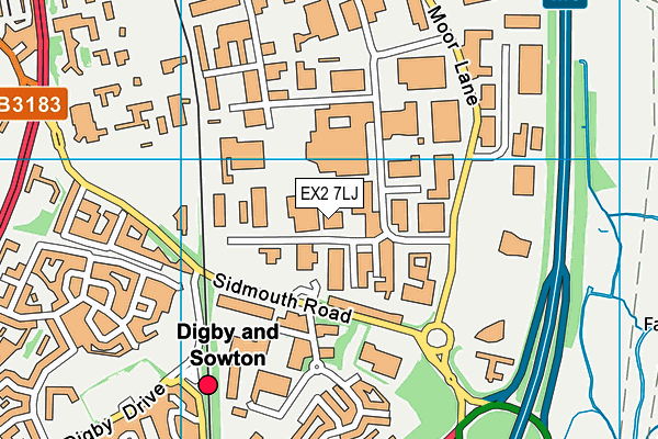 EX2 7LJ map - OS VectorMap District (Ordnance Survey)