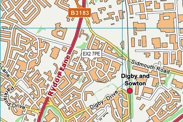 EX2 7PE map - OS VectorMap District (Ordnance Survey)