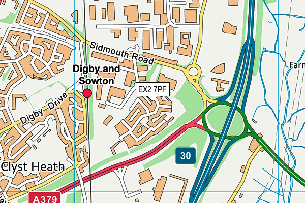 EX2 7PF map - OS VectorMap District (Ordnance Survey)