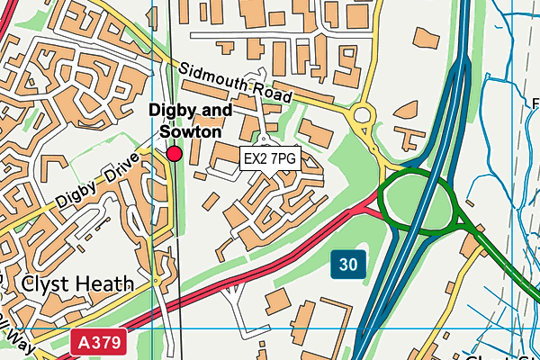 EX2 7PG map - OS VectorMap District (Ordnance Survey)