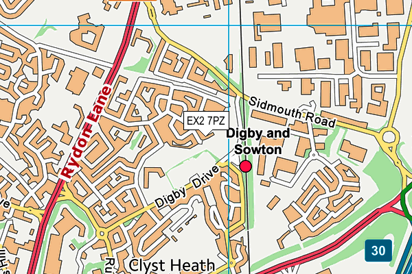 EX2 7PZ map - OS VectorMap District (Ordnance Survey)