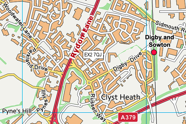 EX2 7QJ map - OS VectorMap District (Ordnance Survey)