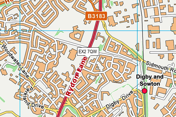 EX2 7QW map - OS VectorMap District (Ordnance Survey)
