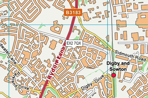 EX2 7QX map - OS VectorMap District (Ordnance Survey)