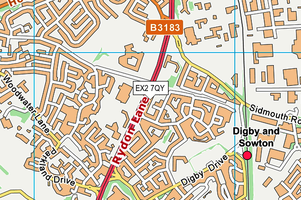 EX2 7QY map - OS VectorMap District (Ordnance Survey)