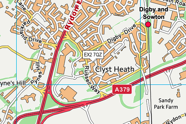 EX2 7QZ map - OS VectorMap District (Ordnance Survey)