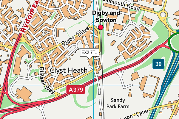 EX2 7TJ map - OS VectorMap District (Ordnance Survey)